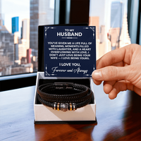 Load image into Gallery viewer, "To My Husband" Leather &amp; Stainless Steel Bracelet - "Forever &amp; Always" Husband Gift - "I Love Being Yours" Message Card
