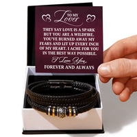 Load image into Gallery viewer, To My Lover Gift - Men's Leather and Stainless Steel Bracelet - Valentine's Day Gift for Him, Anniversary Gift for Husband
