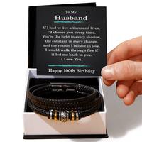 Load image into Gallery viewer, 100th Birthday Gift for Husband - Bracelet for Husband from Wife -100th Birthday Gift Ideas for Men
