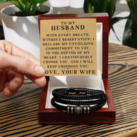 Load image into Gallery viewer, To My Husband Braided Leather Bracelet, Anniversary and Valentine's Day Jewelry with Card ShineOn Fulfillment
