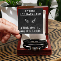 Load image into Gallery viewer, Father Daughter Bracelet, Dad Inspirational Gift from Daughter, Dad Christmas Gift from Daughter, Dad Leather Bracelet Black, Father's Day Gifts Birthday from Daughter for Dad ShineOn Fulfillment
