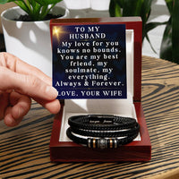 Load image into Gallery viewer, Husband Christmas Gift from Wife Husband Bracelet My Love For You Knows No Bounds Husband Valentine's Day Gift ShineOn Fulfillment
