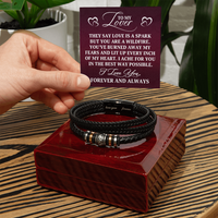 Load image into Gallery viewer, To My Lover Gift - Men's Leather and Stainless Steel Bracelet - Valentine's Day Gift for Him, Anniversary Gift for Husband
