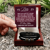 Load image into Gallery viewer, To My Lover Gift - Men's Leather and Stainless Steel Bracelet - Valentine's Day Gift for Him, Anniversary Gift for Husband
