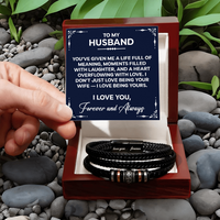 Load image into Gallery viewer, "To My Husband" Leather &amp; Stainless Steel Bracelet - "Forever &amp; Always" Husband Gift - "I Love Being Yours" Message Card
