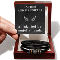 Load image into Gallery viewer, Father Daughter Bracelet, Dad Inspirational Gift from Daughter, Dad Christmas Gift from Daughter, Dad Leather Bracelet Black, Father's Day Gifts Birthday from Daughter for Dad ShineOn Fulfillment
