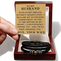 Load image into Gallery viewer, To My Husband Braided Leather Bracelet, Anniversary and Valentine's Day Jewelry with Card ShineOn Fulfillment

