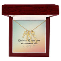Load image into Gallery viewer, Personalized Grandmother Necklace with 4 custom names and Grandma &amp; Granddaughter message card
