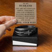 Load image into Gallery viewer, To My Husband Bracelet - Husband Christmas Gifts from Wife - Men Cross Bracelet I Choose You ShineOn Fulfillment
