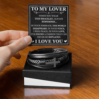 Load image into Gallery viewer, "To My Lover" Leather Cross Bracelet for Him - Religious Faith Gift with Message Card - Men's Leather Cross Bracelet
