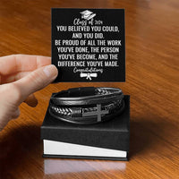 Load image into Gallery viewer, Class of 2024 Graduate Gifts for Him, Class of 2024 Bracelet, Inspirational Leather Cross Bracelet, Gifts from Friends for Graduation ShineOn Fulfillment
