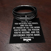 Load image into Gallery viewer, Class of 2024 Graduate Gifts for Him, Class of 2024 Bracelet, Inspirational Leather Cross Bracelet, Gifts from Friends for Graduation ShineOn Fulfillment
