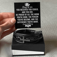 Load image into Gallery viewer, Class of 2024 Graduate Gifts for Him, Class of 2024 Bracelet, Inspirational Leather Cross Bracelet, Gifts from Friends for Graduation ShineOn Fulfillment
