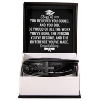 Load image into Gallery viewer, Class of 2024 Graduate Gifts for Him, Class of 2024 Bracelet, Inspirational Leather Cross Bracelet, Gifts from Friends for Graduation ShineOn Fulfillment
