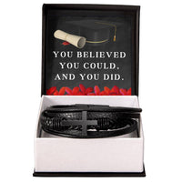 Load image into Gallery viewer, Graduation Bracelet for Him Son Graduation Gift Graduate Gifts for Men You Believed You Could and You Did Christian Graduation Gift Cross Bracelet ShineOn Fulfillment
