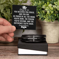 Load image into Gallery viewer, Class of 2024 Graduate Gifts for Him, Class of 2024 Bracelet, Inspirational Leather Cross Bracelet, Gifts from Friends for Graduation ShineOn Fulfillment
