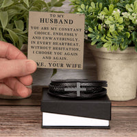Load image into Gallery viewer, To My Husband Bracelet - Husband Christmas Gifts from Wife - Men Cross Bracelet I Choose You ShineOn Fulfillment
