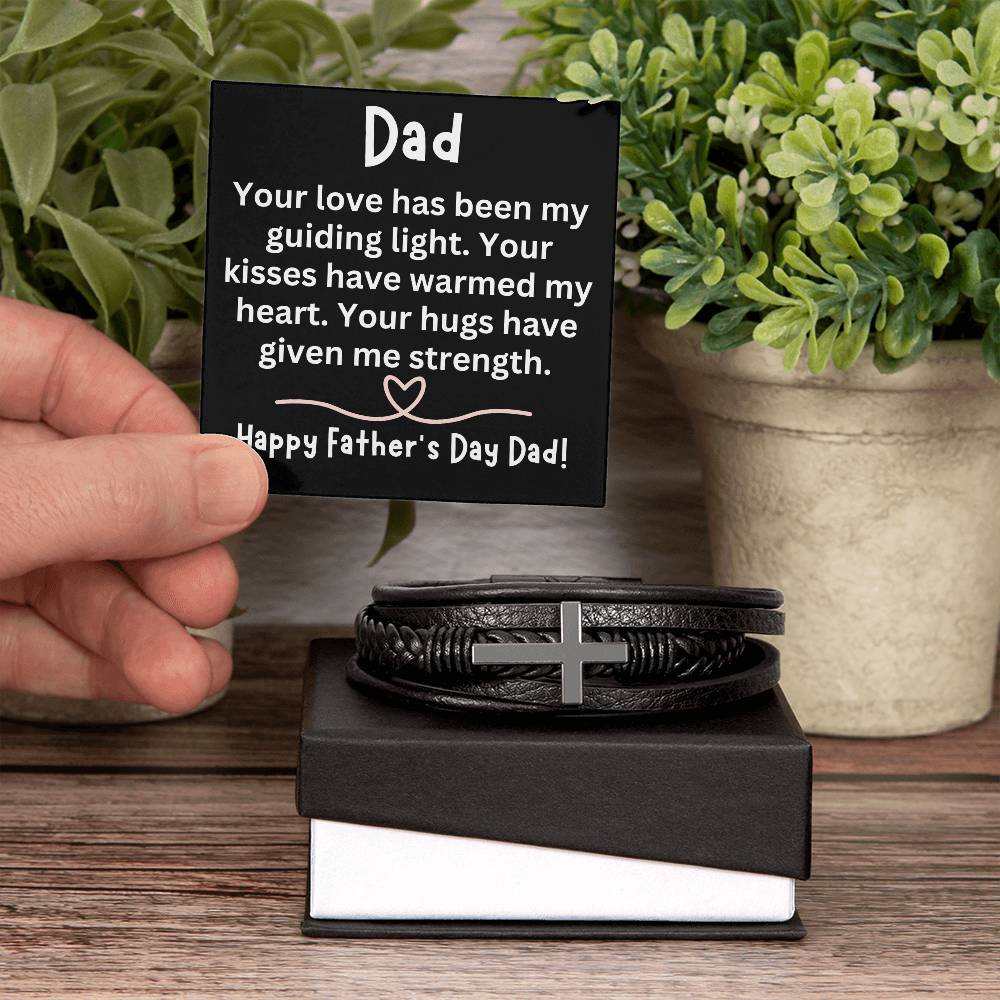 Fathers Day Bracelet from Son Dad Cross Bracelet Dad Christian Bracelet Happy Fathers Day Dad Gift Your Love Has Been My Guiding Light - Cross Bracelet