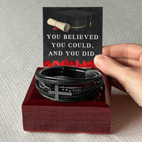 Load image into Gallery viewer, Graduation Bracelet for Him Son Graduation Gift Graduate Gifts for Men You Believed You Could and You Did Christian Graduation Gift Cross Bracelet ShineOn Fulfillment
