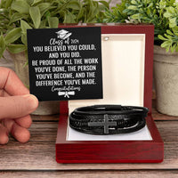 Load image into Gallery viewer, Class of 2024 Graduate Gifts for Him, Class of 2024 Bracelet, Inspirational Leather Cross Bracelet, Gifts from Friends for Graduation ShineOn Fulfillment
