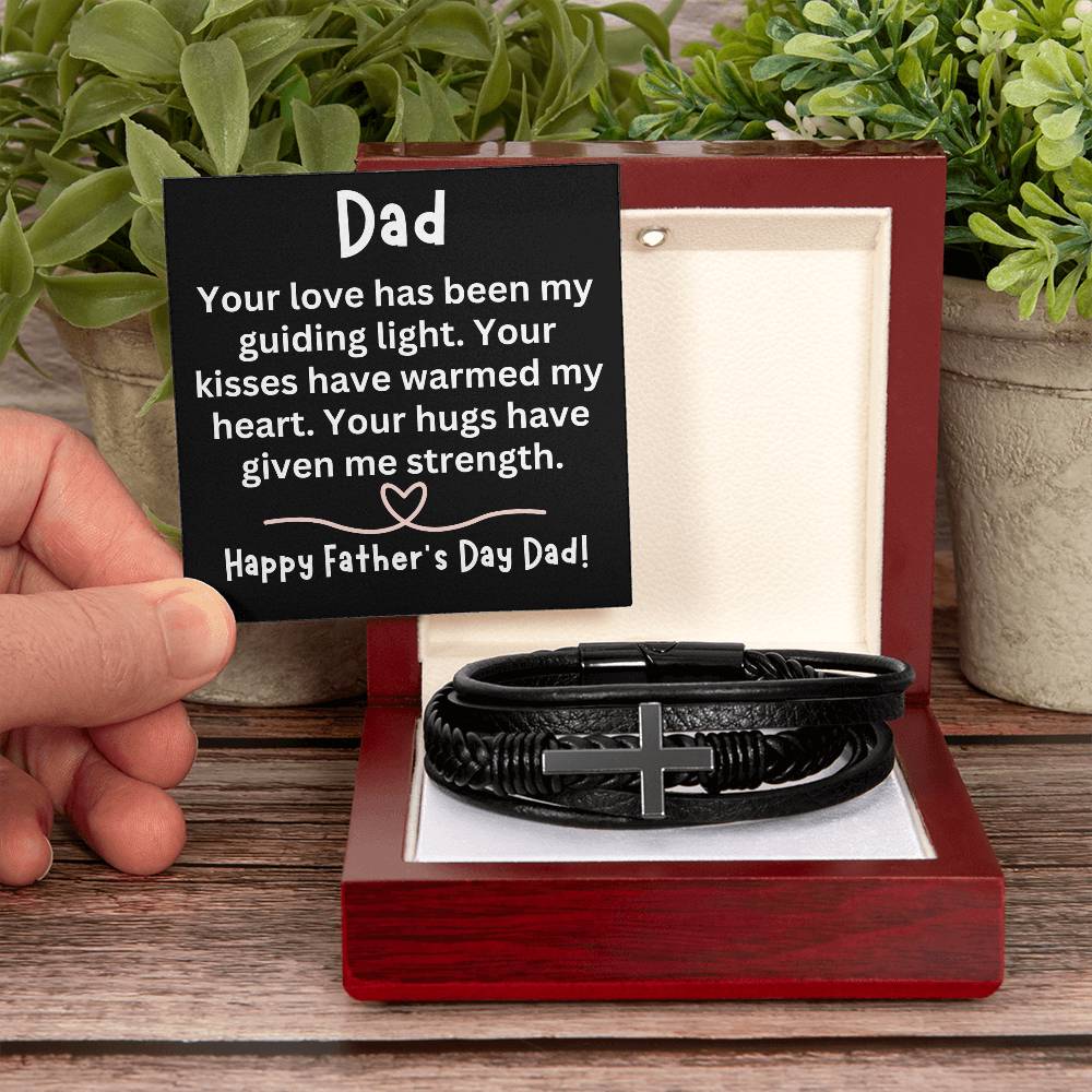 Fathers Day Bracelet from Son Dad Cross Bracelet Dad Christian Bracelet Happy Fathers Day Dad Gift Your Love Has Been My Guiding Light - Cross Bracelet