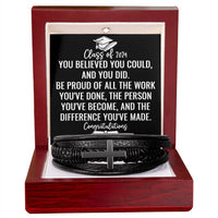 Load image into Gallery viewer, Class of 2024 Graduate Gifts for Him, Class of 2024 Bracelet, Inspirational Leather Cross Bracelet, Gifts from Friends for Graduation ShineOn Fulfillment
