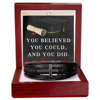 Load image into Gallery viewer, Graduation Bracelet for Him Son Graduation Gift Graduate Gifts for Men You Believed You Could and You Did Christian Graduation Gift Cross Bracelet ShineOn Fulfillment
