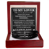 Load image into Gallery viewer, "To My Lover" Leather Cross Bracelet for Him - Religious Faith Gift with Message Card - Men's Leather Cross Bracelet
