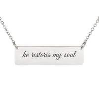 Load image into Gallery viewer, He Restores My Soul Necklace - Comfort Bible Pendant for Grieving Friend, Psalm 23:3
