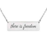 Load image into Gallery viewer, There Is Freedom Engraved Necklace - Baptism Gift, 2 Corinthians 3:17 Salvation Bible Verse Pendant

