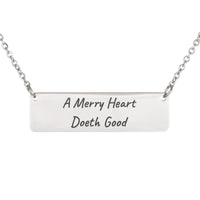 Load image into Gallery viewer, A Merry Heart Doeth Good Engraved Necklace - Joy Bible Scripture Pendant for Women, Proverbs 17_22

