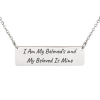 Load image into Gallery viewer, I Am My Beloved's and My Beloved Is Mine Bar Necklace, Wedding Bible Verse Jewelry Song of Solomon 6_3 - Bridal Gift
