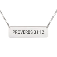 Load image into Gallery viewer, Proverbs 31:12 Bar Necklace - Dainty Wedding Religious Jewelry, Bridal Gift

