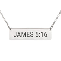 Load image into Gallery viewer, James 5_16 Bar Necklace - Healing Bible Scripture Pendant, Cancer Survivor Gift
