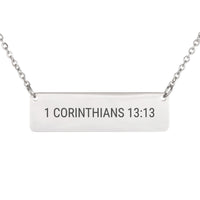 Load image into Gallery viewer, 1 Corinthians 13:13 Bar Necklace - Minimalist Love Religious Pendant for Girlfriend
