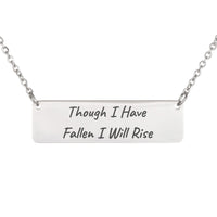 Load image into Gallery viewer, Though I Have Fallen I Will Rise Necklace - Micah 7:8 Perseverance Scripture Pendant, Athlete Gift
