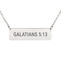 Load image into Gallery viewer, Galatians 5:13 Engraved Necklace - Love Religious Pendant, Valentine's Day Gift
