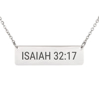 Load image into Gallery viewer, Isaiah 32:17 Necklace - Dainty Peace Bible Scripture Pendant, Self Care Gift
