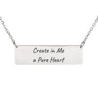 Load image into Gallery viewer, Create in Me a Pure Heart Bar Necklace - Psalm 51:10, Dainty Forgiveness Scripture Jewelry for Her
