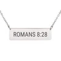 Load image into Gallery viewer, Romans 8:28 Necklace - Dainty Purpose Religious Jewelry, Pastor's Wife Gift
