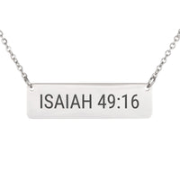 Load image into Gallery viewer, Isaiah 49:16 Bar Necklace - Minimalist Comfort Bible Jewelry for Women
