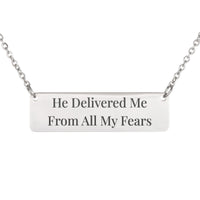 Load image into Gallery viewer, He Delivered Me From All My Fears Necklace - Courage Bible Verse Pendant for Daughter, Psalm 34:4
