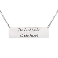 Load image into Gallery viewer, The Lord Looks at the Heart Bar Necklace, 1 Samuel 16_7 Beauty Bible Scripture Pendant for Daughter
