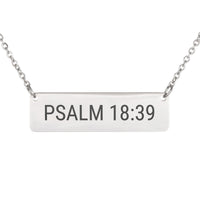Load image into Gallery viewer, Psalm 18:39 Bar Necklace - Dainty Strength Scripture Jewelry, Encouragement Gift
