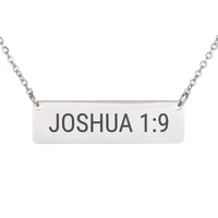 Load image into Gallery viewer, Joshua 1:9 Bar Necklace - Courage Bible Scripture Jewelry for Women
