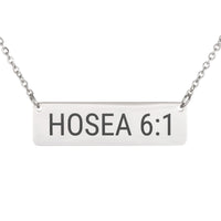 Load image into Gallery viewer, Hosea 6_1 Bible Verse Bar Necklace - Healing Scripture Gift for Nurse
