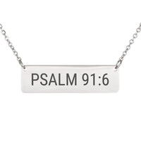 Load image into Gallery viewer, Psalm 91:6 Bar Necklace - Protection Religious Jewelry for Mom
