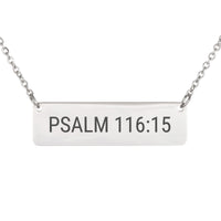 Load image into Gallery viewer, Psalm 116:15 Necklace - Remembrance Gift, Minimalist Comfort Bible Jewelry
