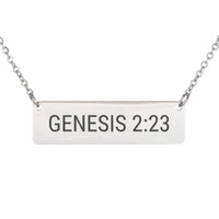 Load image into Gallery viewer, Genesis 2:23 Engraved Necklace - Engagement Gift, Wedding Bible Scripture Pendant
