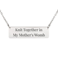 Load image into Gallery viewer, Knit Together in My Mother's Womb Bar Necklace - Encouragement Religious Jewelry for Women, Psalm 139:13
